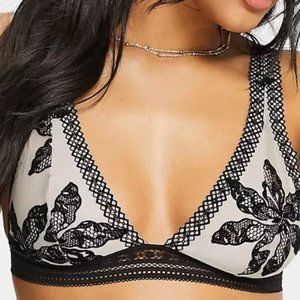 Free People Alia Bralette Black Combo Size Large
